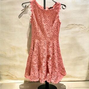 Jodi Kristopher VTG Lace Floral Dress  Sleeveless Sz 3 Mauve Casual Formal *READ